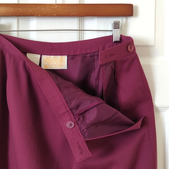 Pendleton 80's Vintage 100% Wool High Waisted Straight Cut Midi Skirt Purple 14 - Picture 5 of 12